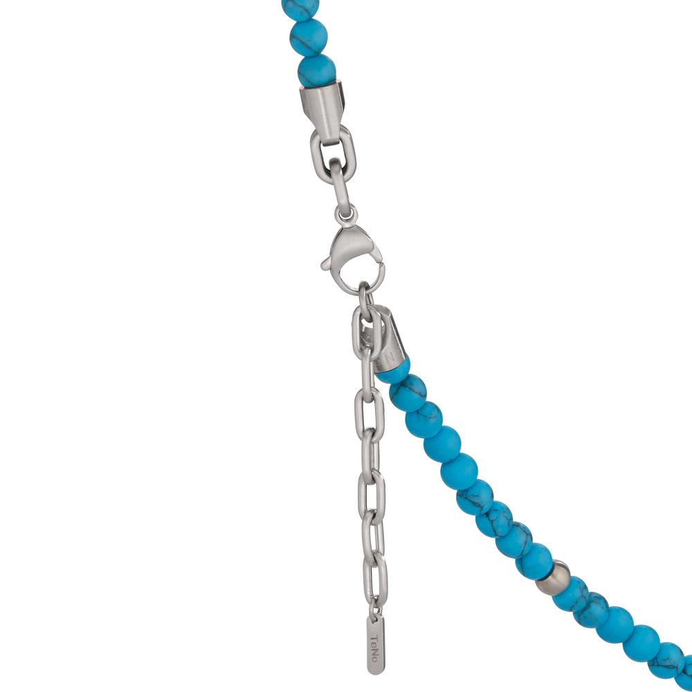 Collier Acier inoxydable Turquoise 80 Pierres 50 cm Ø6.5 mm