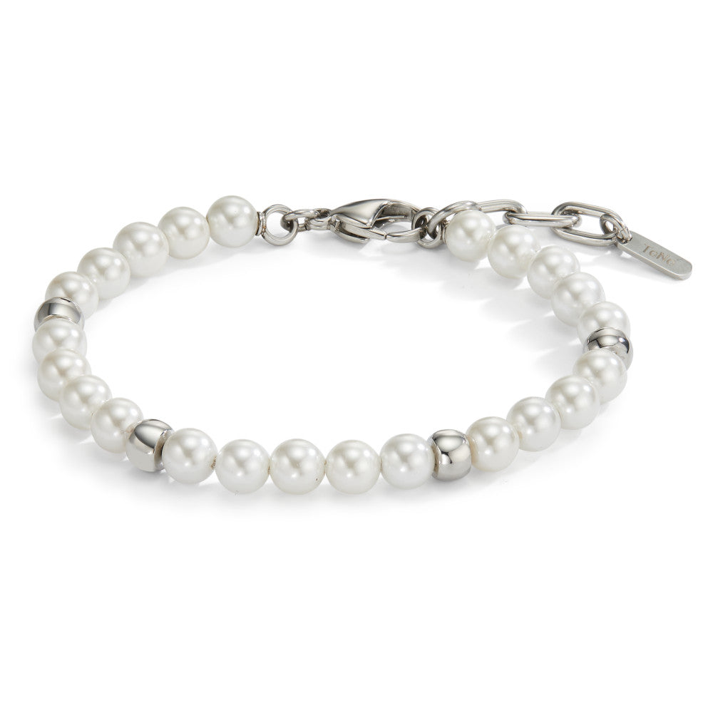 Bracciale Acciaio inossidabile Perla di conchiglia 17.5-21.5 cm Ø6 mm