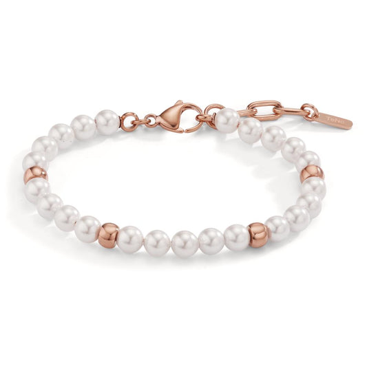 Armband Arya Rosé aus Edelstahl mit Muschelperlen, verstellbar, Ø6mm