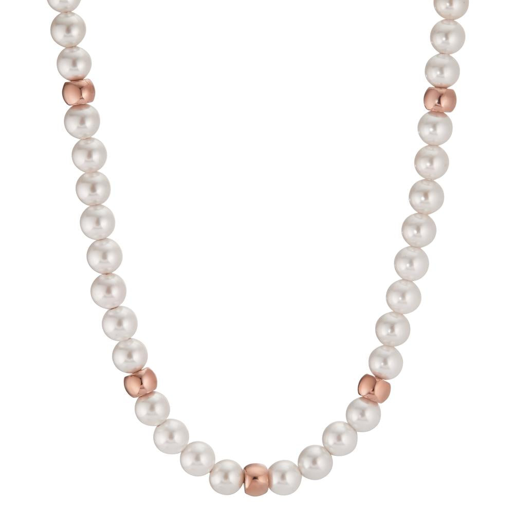 Collier Acier inoxydable rosé PVD perle de culture 42-45 cm Ø6 mm