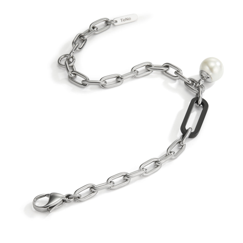 Bracciale Acciaio inossidabile, Carbonio Perla di conchiglia 16.5-19.5 cm