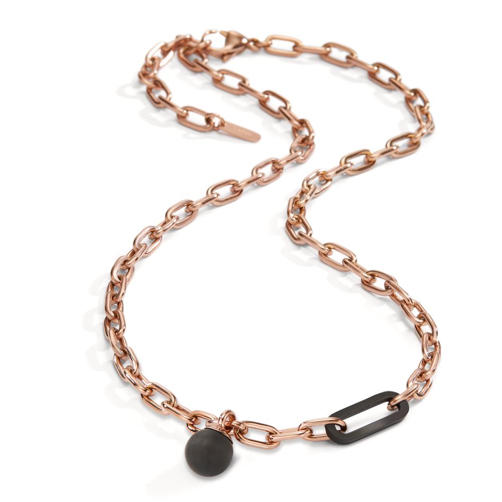 Collier Acier inoxydable, Carbone rosé PVD 43-48 cm