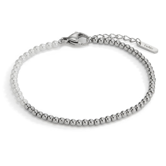 Bracciale Acciaio inossidabile Perla di conchiglia 17.5-19.5 cm Ø3 mm