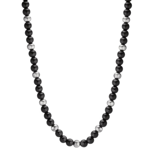 Collier Acier inoxydable Agate noir 42-45 cm Ø4 mm