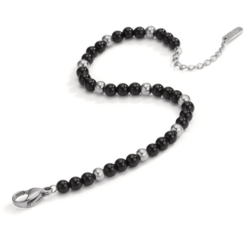 Bracciale Acciaio inossidabile Agata nero 17.5-19.5 cm Ø4 mm