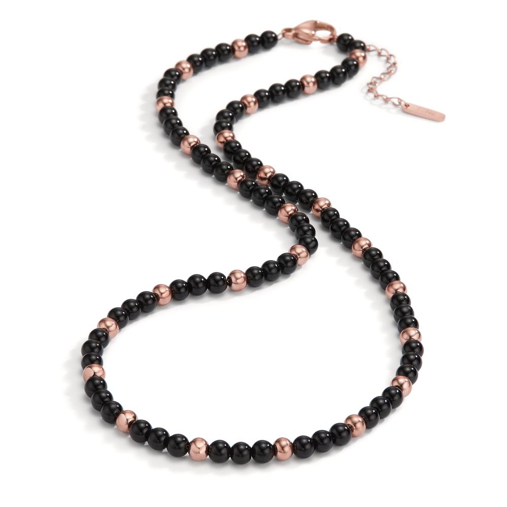 Collier Acier inoxydable Agate noir rosé PVD 42-45 cm Ø4 mm