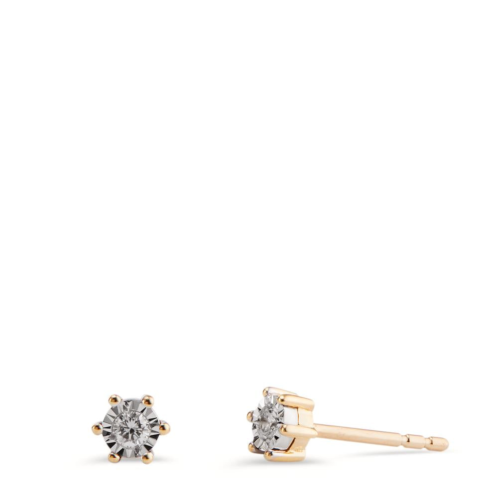 Clous d'oreilles Or jaune 18K Diamant 0.10 ct, 2 Pierres, w-si Ø3.5 mm