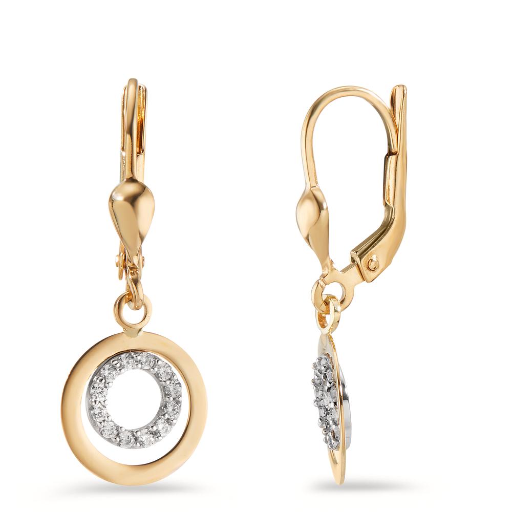 Pendant d'oreilles Or jaune 14K, Or blanc 14K Zircone 24 Pierres Ø10 mm