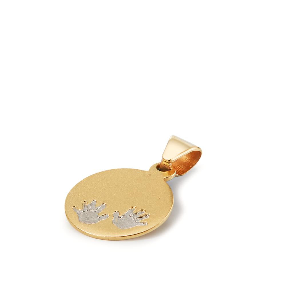 Pendentif avec gravure Or jaune 14K Bicolore Main Ø10 mm