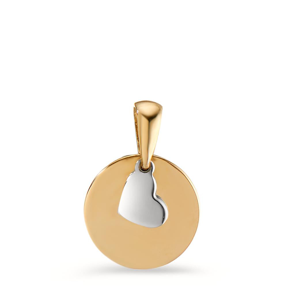 Pendentif Or jaune 14K, Or blanc 14K Coeur Ø10 mm