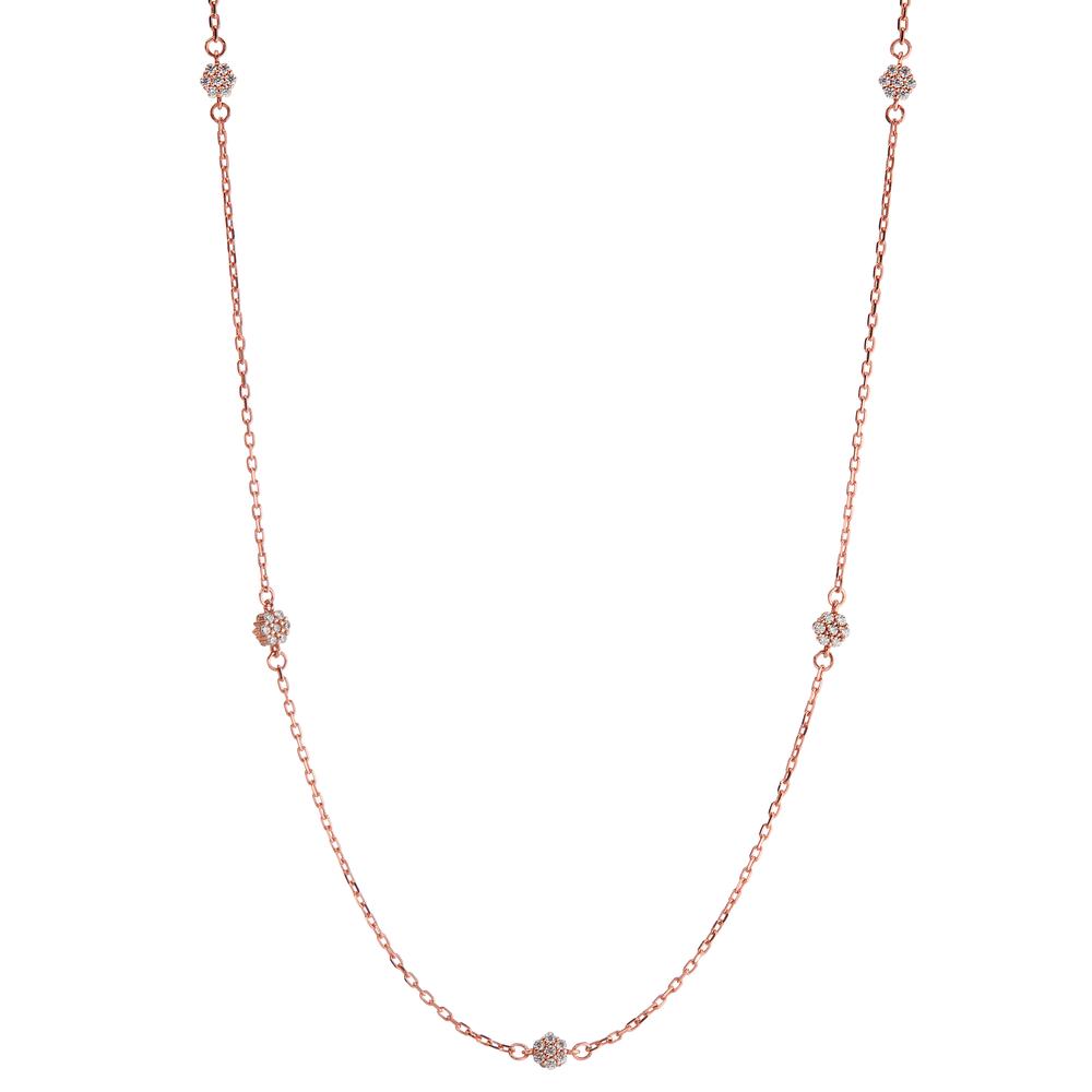 Collier Or rouge 14K Zircone 35 Pierres 42-45 cm