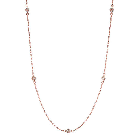 Collier Or rouge 14K Zircone 35 Pierres 42-45 cm