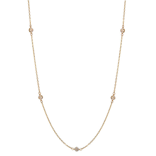 Collier Or jaune 14K Zircone 35 Pierres 42-45 cm