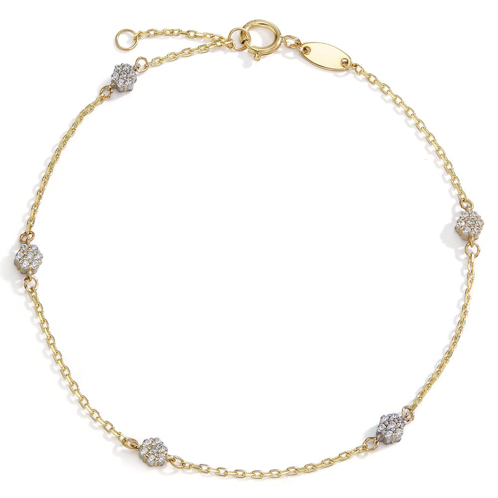 Bracelet Or jaune 14K Zircone 35 Pierres 16-18 cm