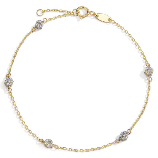 Bracelet Or jaune 14K Zircone 35 Pierres 16-18 cm