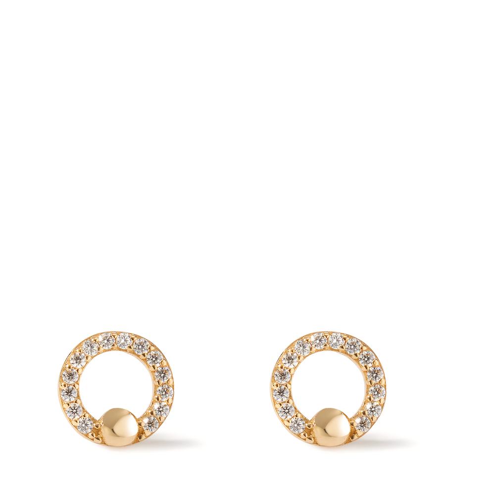 Clous d'oreilles Or jaune 14K Zircone 28 Pierres Ø7.5 mm