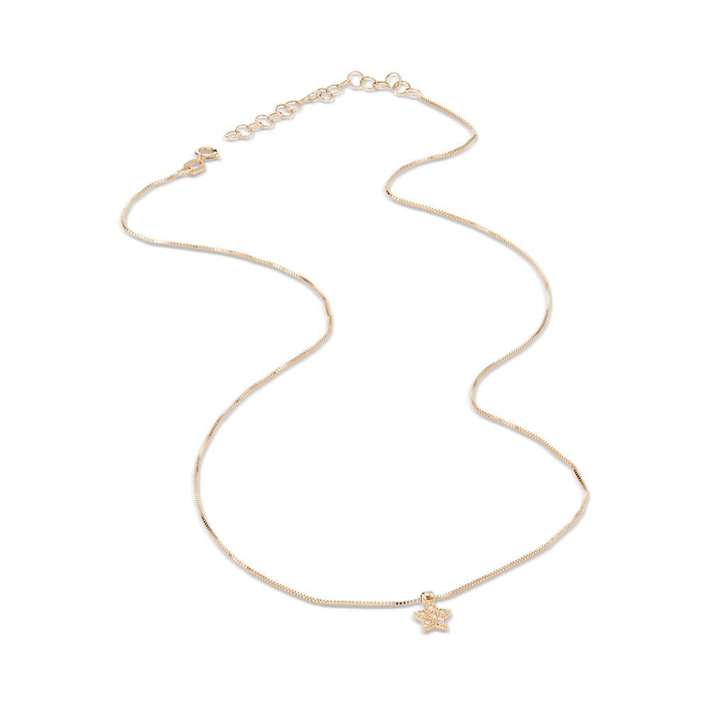 Collier Or jaune 14K Zircone 6 Pierres Étoile 40-45 cm