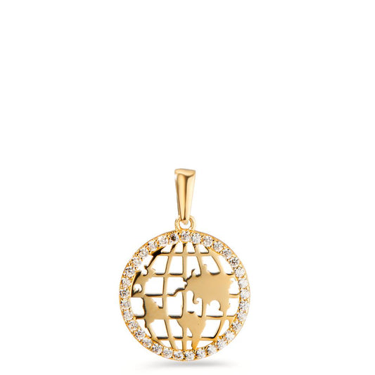 Pendentif Or jaune 14K Zircone Globe Ø13.5 mm