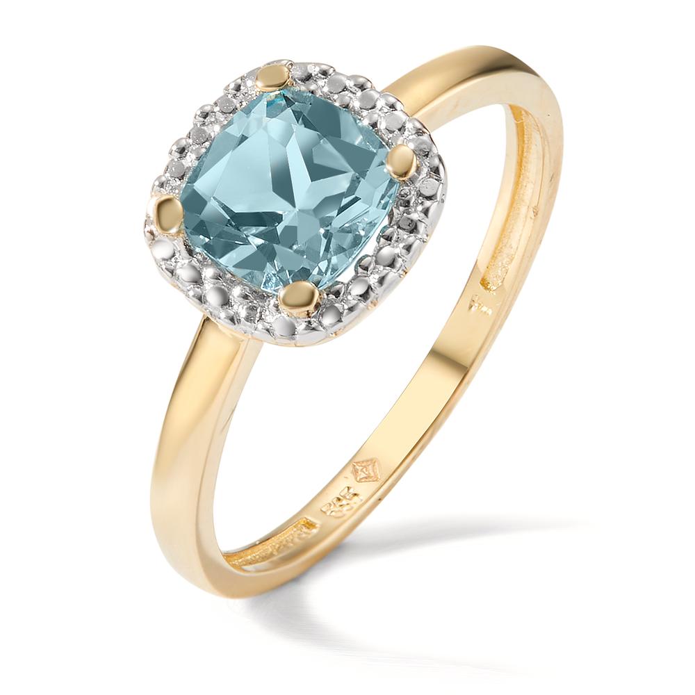 Bague Or jaune 14K Topaze bleu