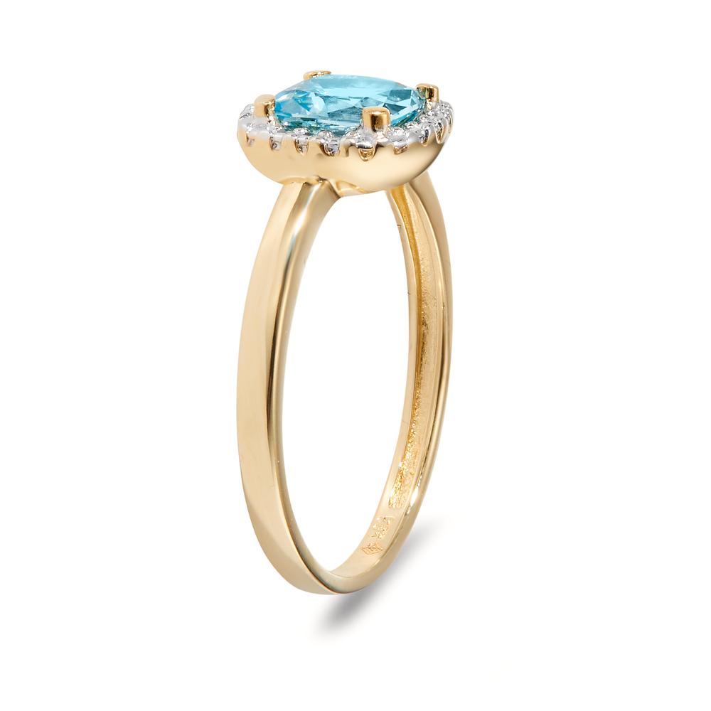 Fingerring 585/14 K Gelbgold Topas blau