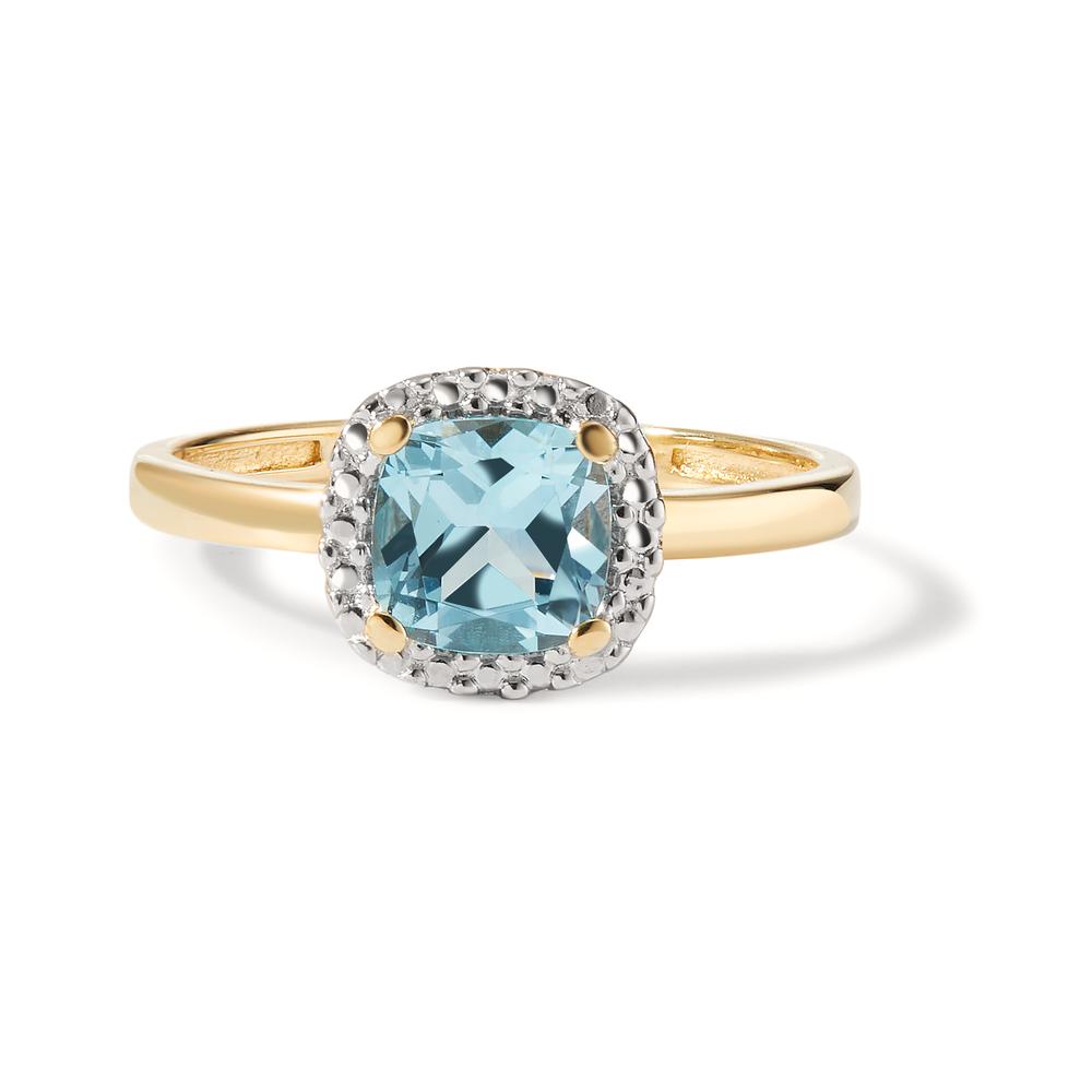 Bague Or jaune 14K Topaze bleu