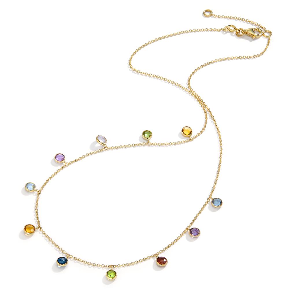 Collier 585/14 K Gelbgold Topas blau, 11 Steine verstellbar