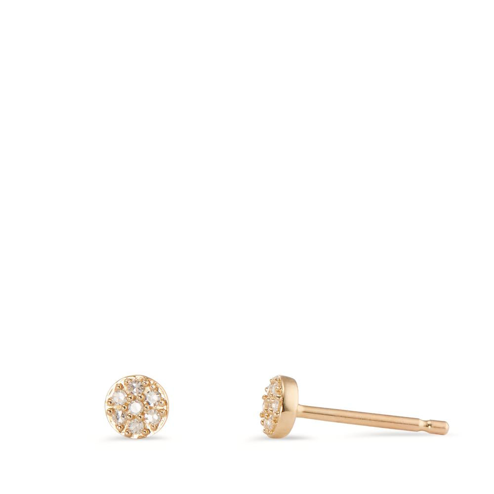 Clous d'oreilles Or jaune 14K Diamant 0.05 ct, 14 Pierres, w-si Ø3.5 mm