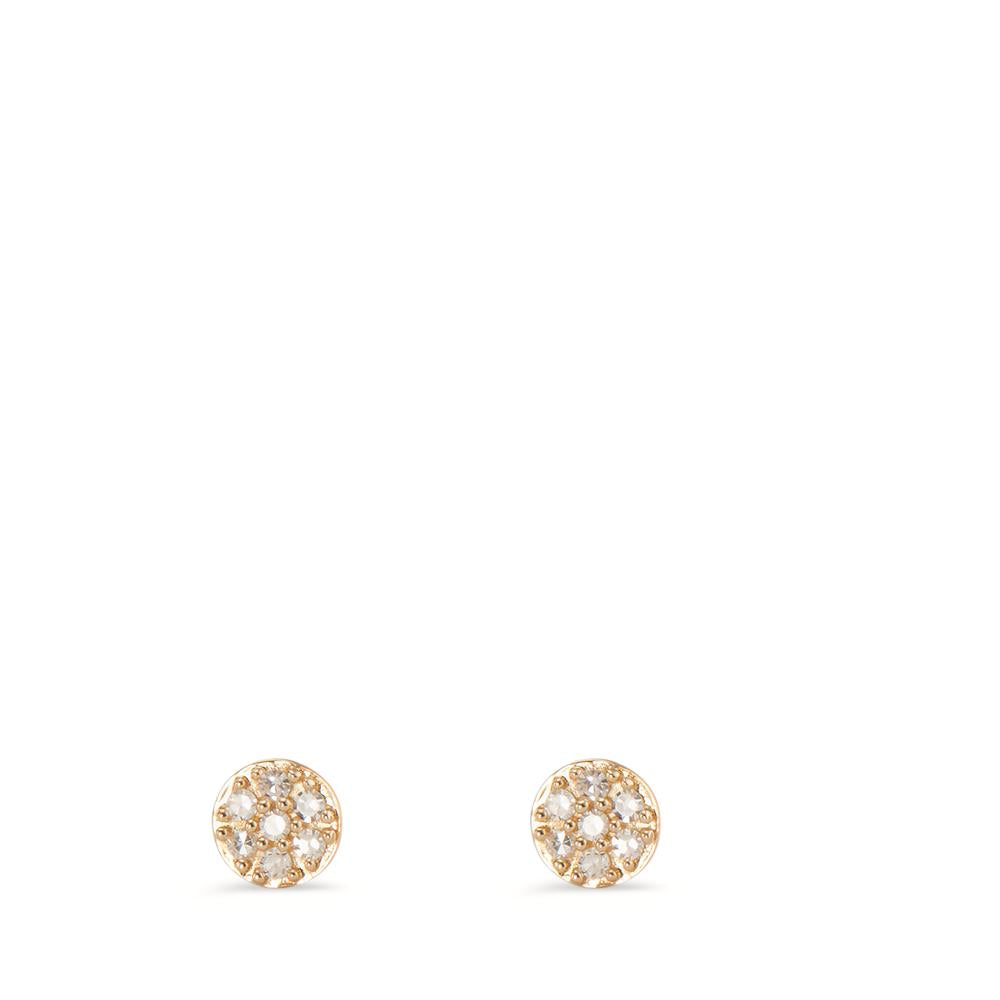 Clous d'oreilles Or jaune 14K Diamant 0.05 ct, 14 Pierres, w-si Ø3.5 mm