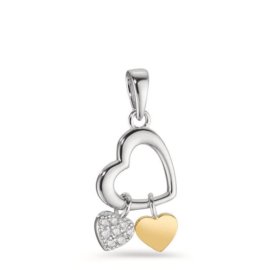 Pendentif Argent Zircone 8 Pierres jaune Rhodié Coeur Ø10 mm