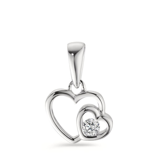 Pendentif Argent Zircone Rhodié Coeur Ø10 mm