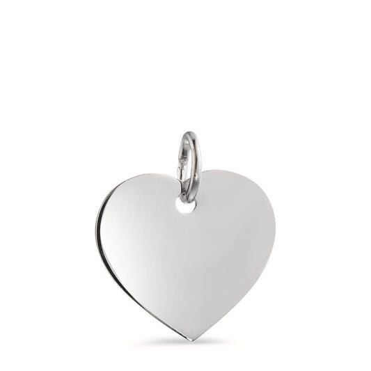 Pendentif avec gravure Argent Rhodié Coeur Ø13 mm