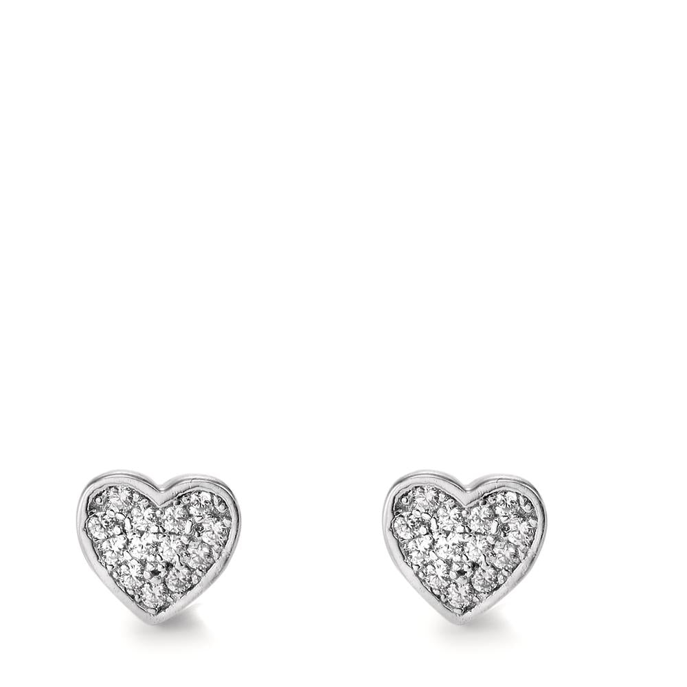 Clous d'oreilles Argent Zircone 26 Pierres Rhodié Coeur Ø5.5 mm