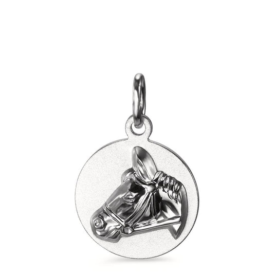 Pendentif Argent Rhodié Cheval Ø12 mm