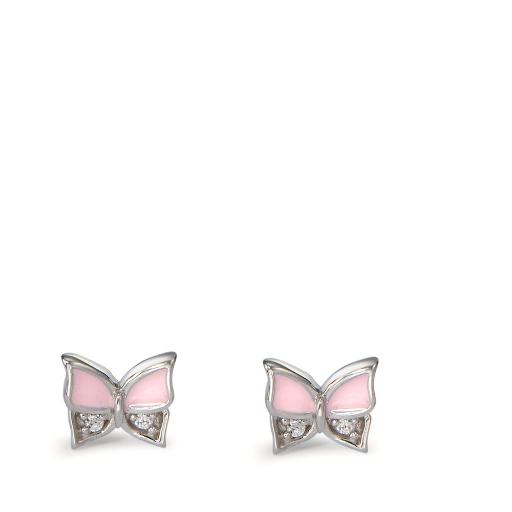 Clous d'oreilles Argent Zircone 4 Pierres Rhodié Papillon