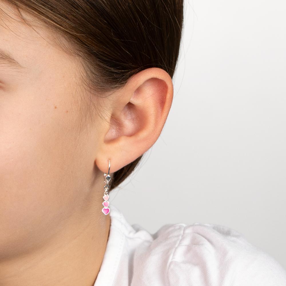 Pendant d'oreilles Argent Rhodié Coeur