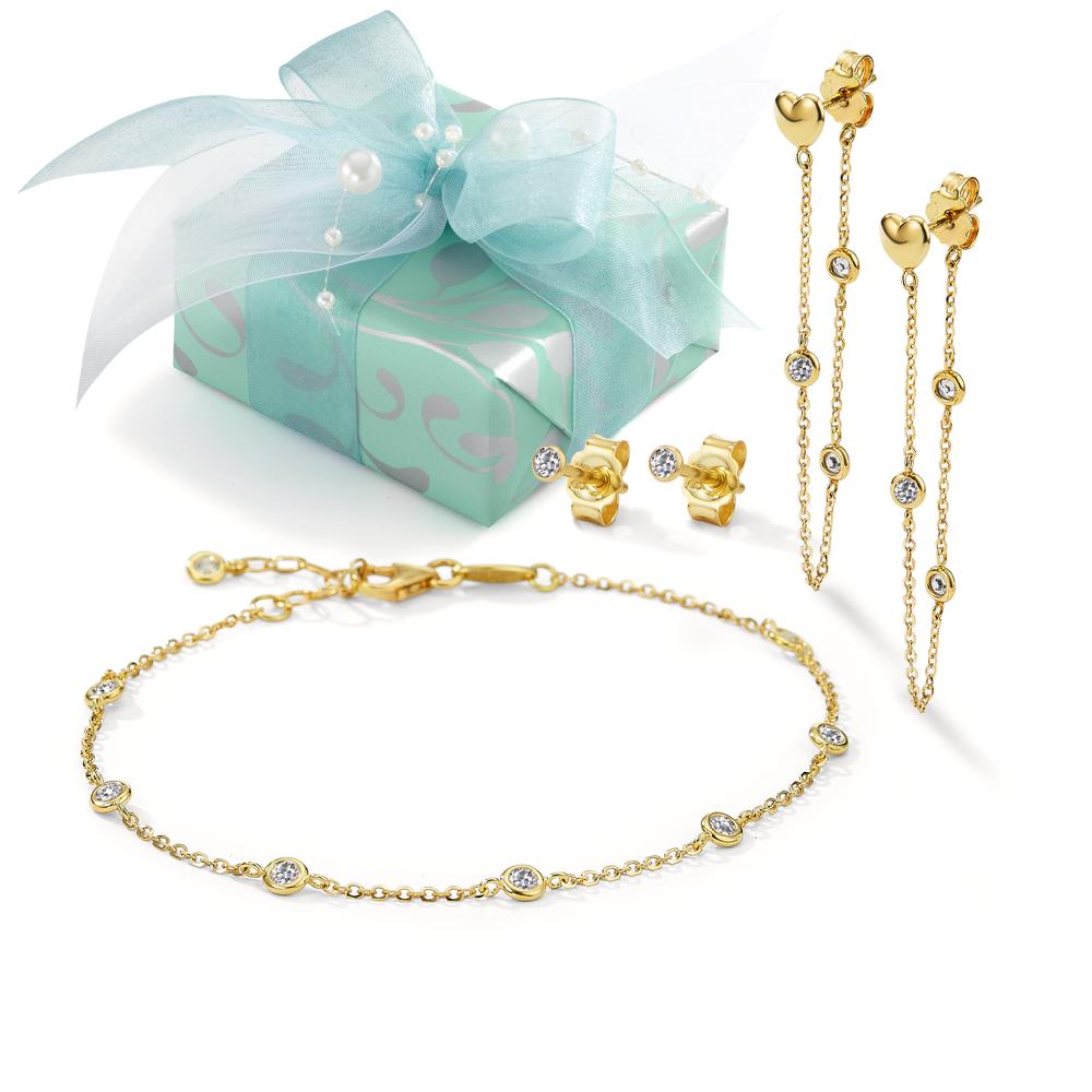 Filigranes und funkelndes Goldschmuck-Set aus 750/18 K Gelbgold