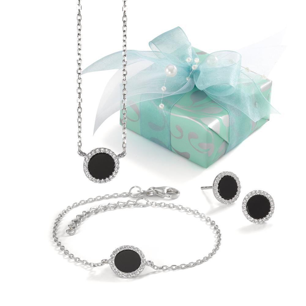 Festliches Edelstein Schmuckset aus Silber mit Onyx - mit Geschenkverpackung