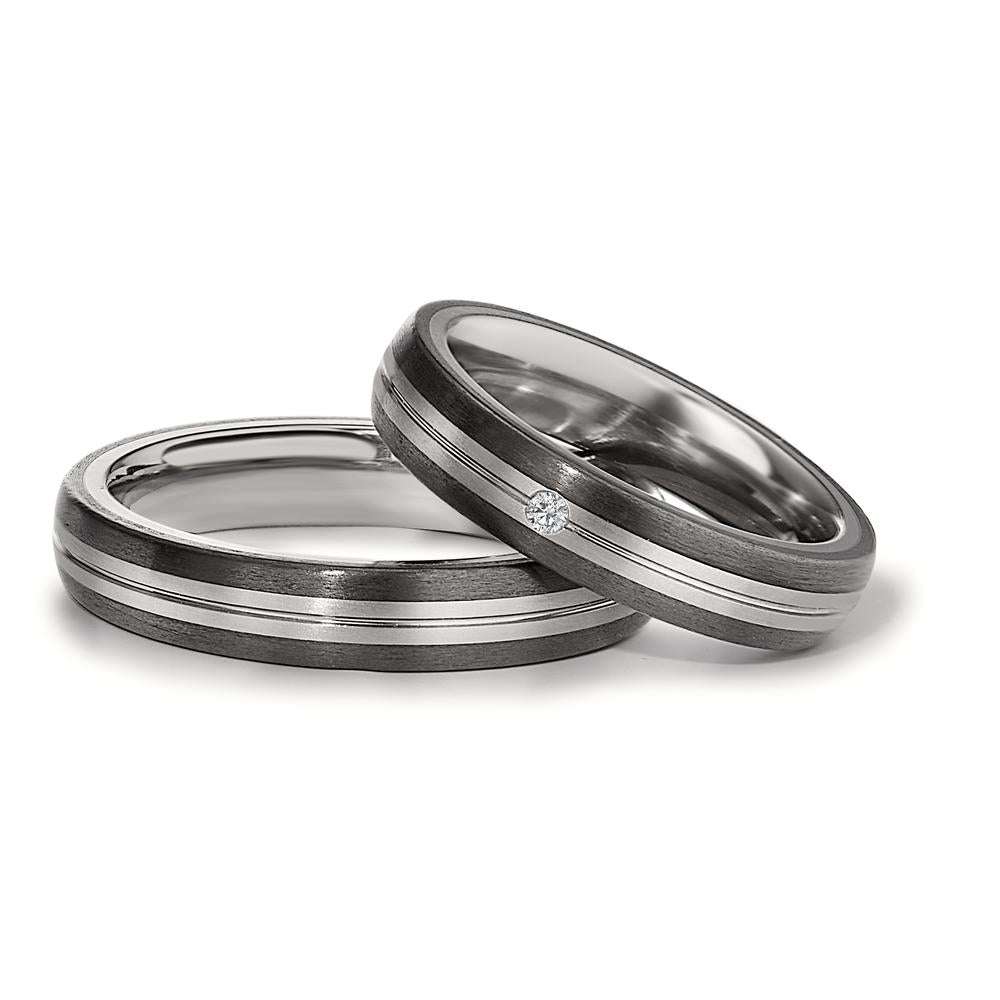 Partnerring Titan, Carbon Diamant 0.02 ct, w-si