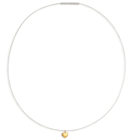 Collier Acier inoxydable jaune PVD Coeur 42 cm Ø6 mm