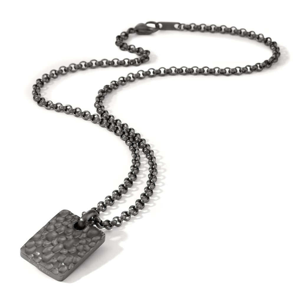 Chaînette avec pendentif Acier inoxydable gris PVD 50 cm