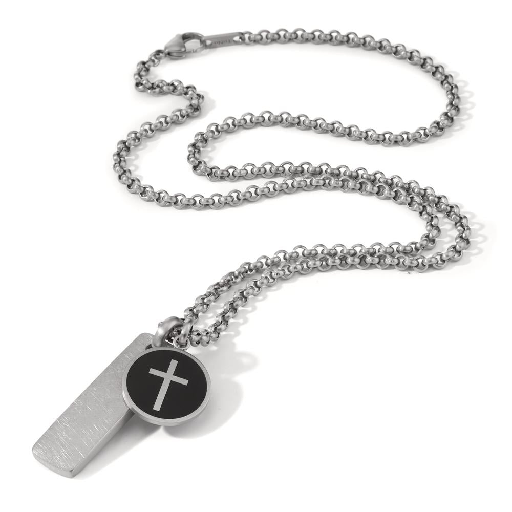 Chaînette avec pendentif Acier inoxydable Émaillé Croix 60 cm