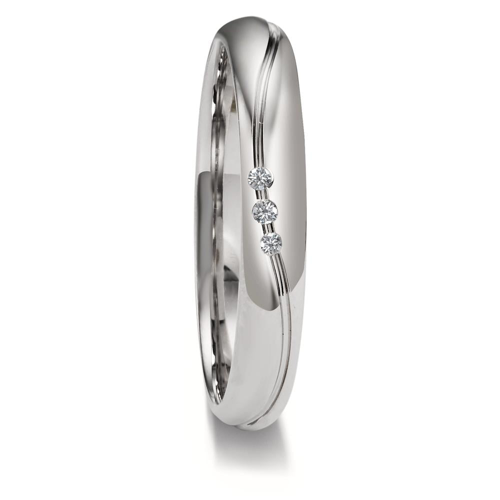 Partnerring 950 Platin Diamant 0.021 ct, 3 Steine, w-si