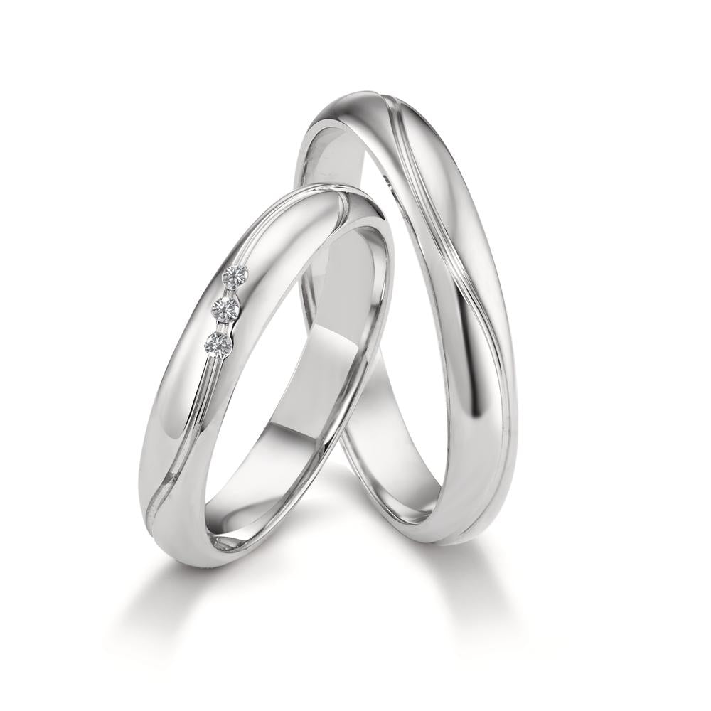 Partnerring 950 Platin Diamant 0.021 ct, 3 Steine, w-si