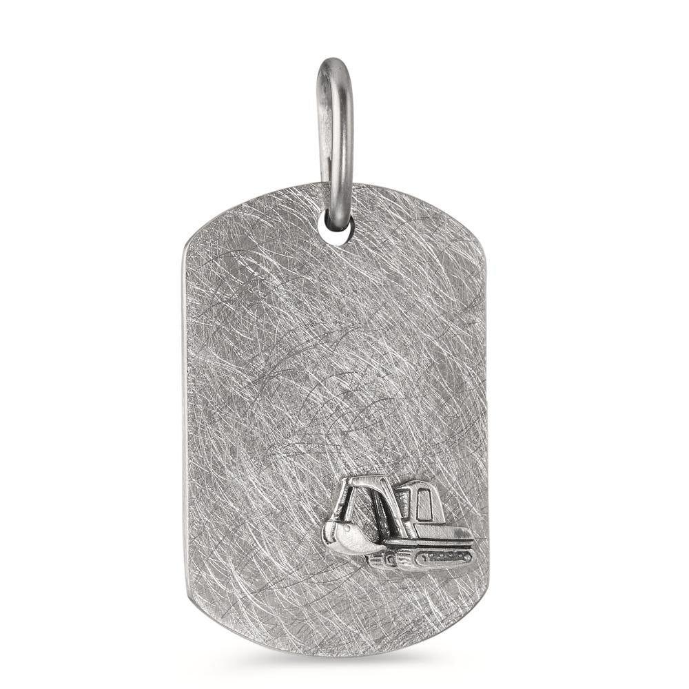 Pendentif avec gravure Acier inoxydable, Argent Pelleteuse