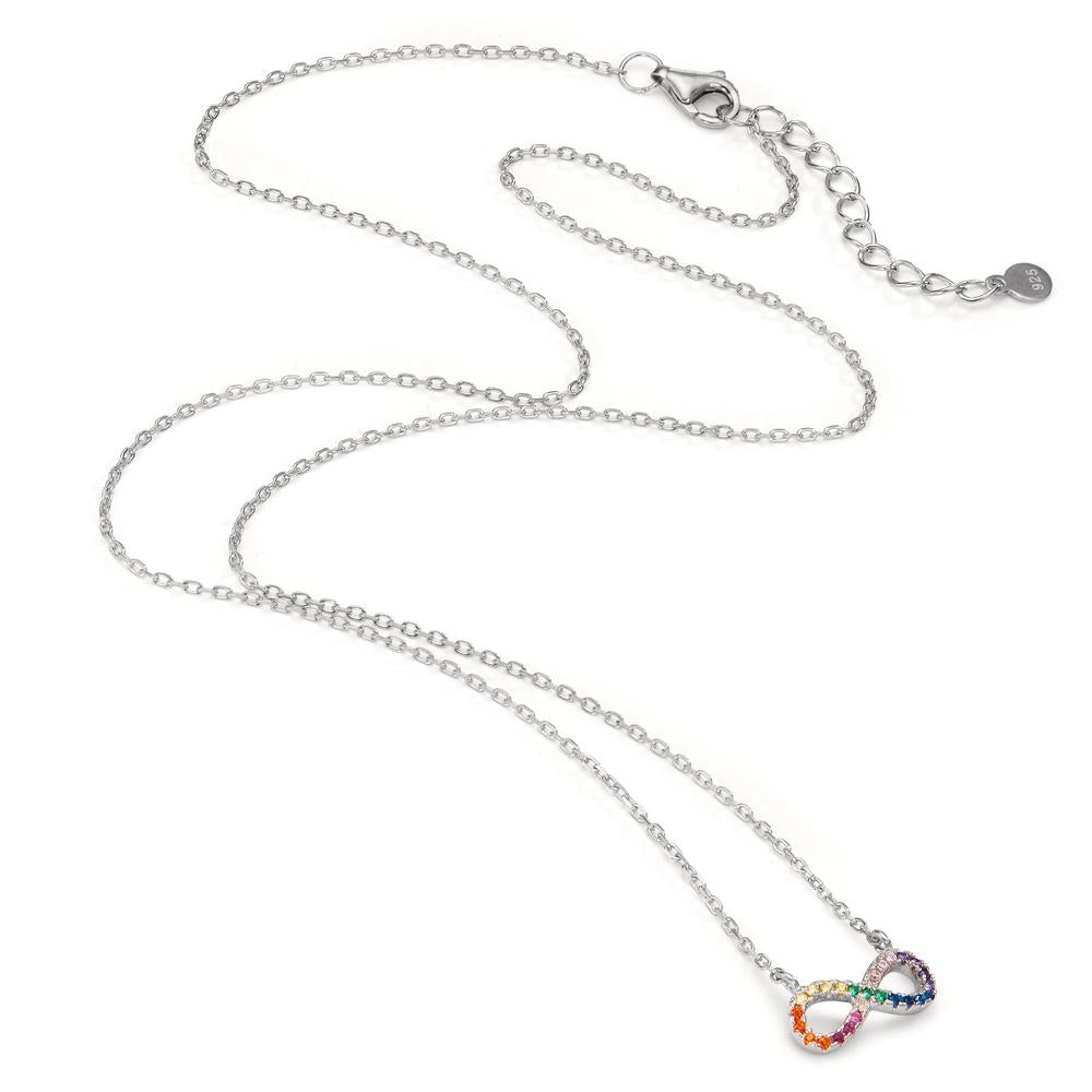 Collier Silber Zirkonia bunt rhodiniert Infinity verstellbar