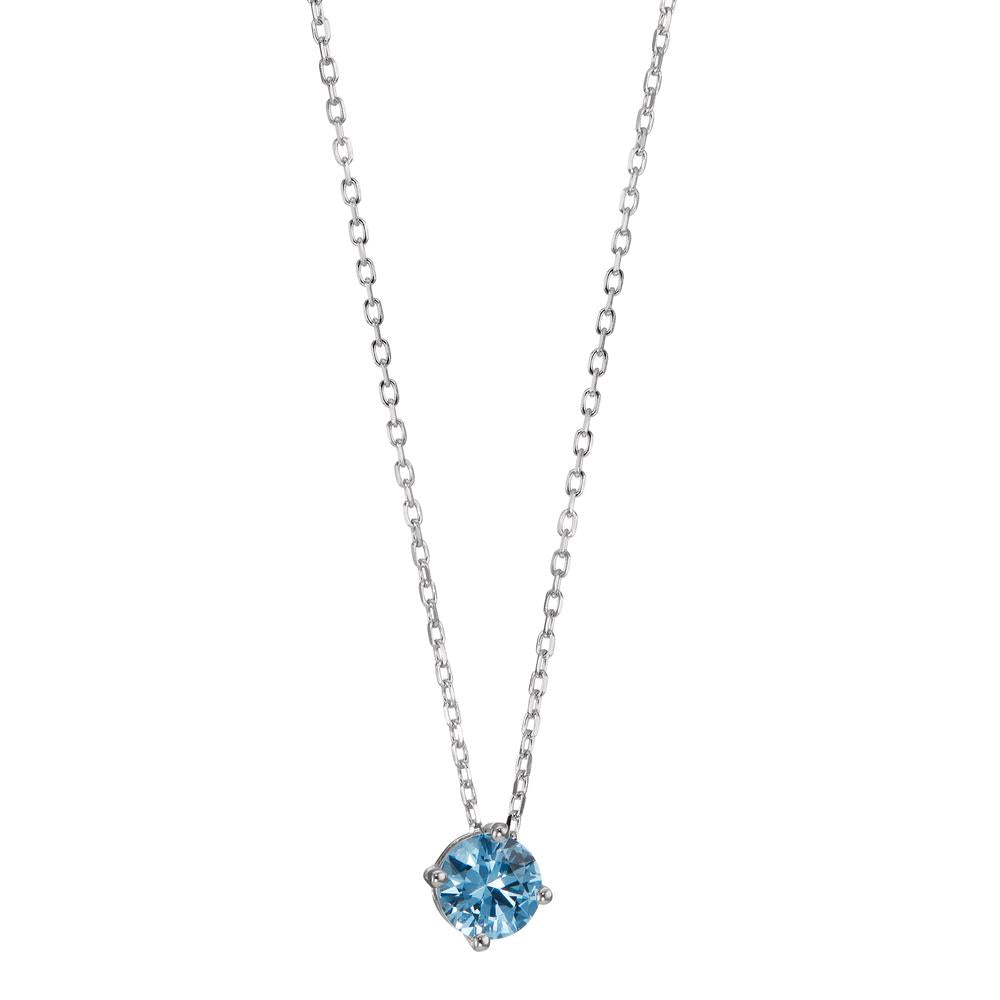 Collier Silber Zirkonia hellblau rhodiniert verstellbar Ø6 mm