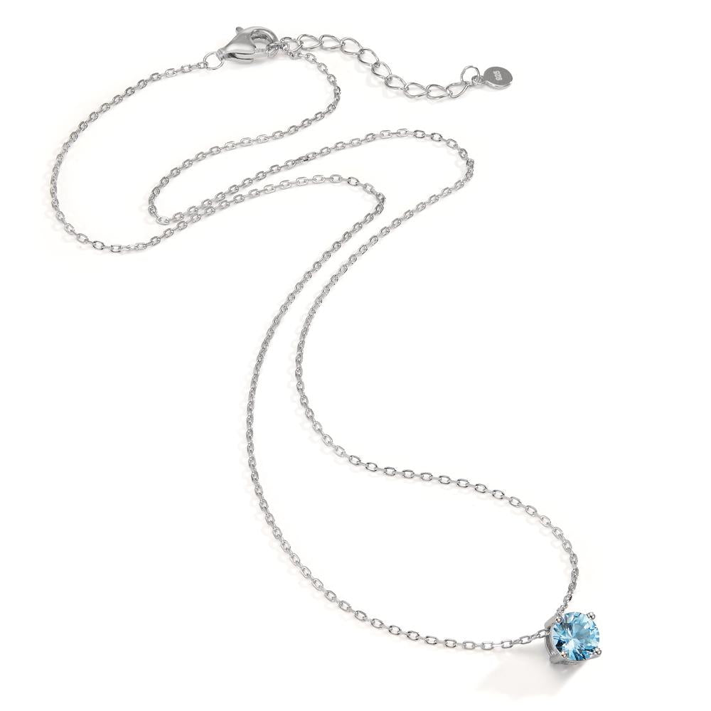 Collier Argent Zircone bleu clair Rhodié 42-45 cm Ø6 mm