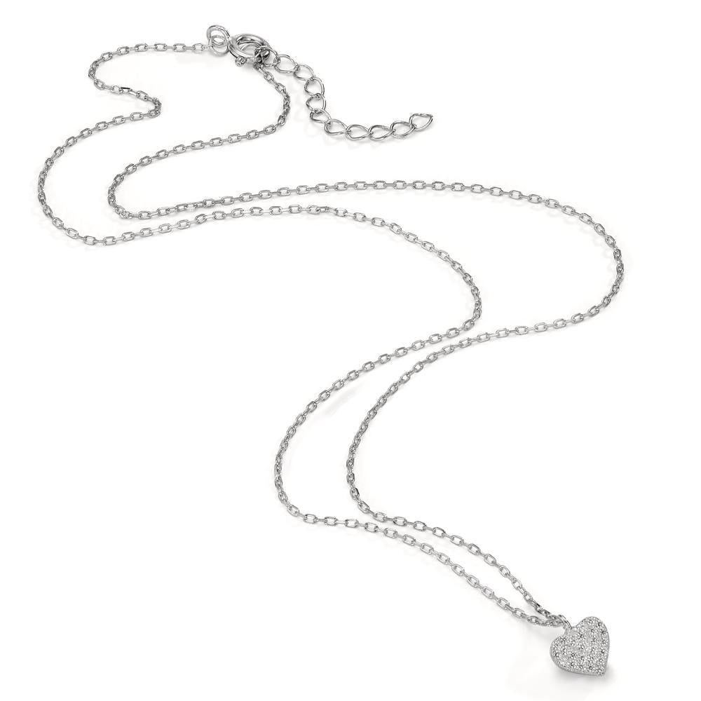 Collana Argento Zirconia rodiato Cuore 42-45 cm Ø7 mm