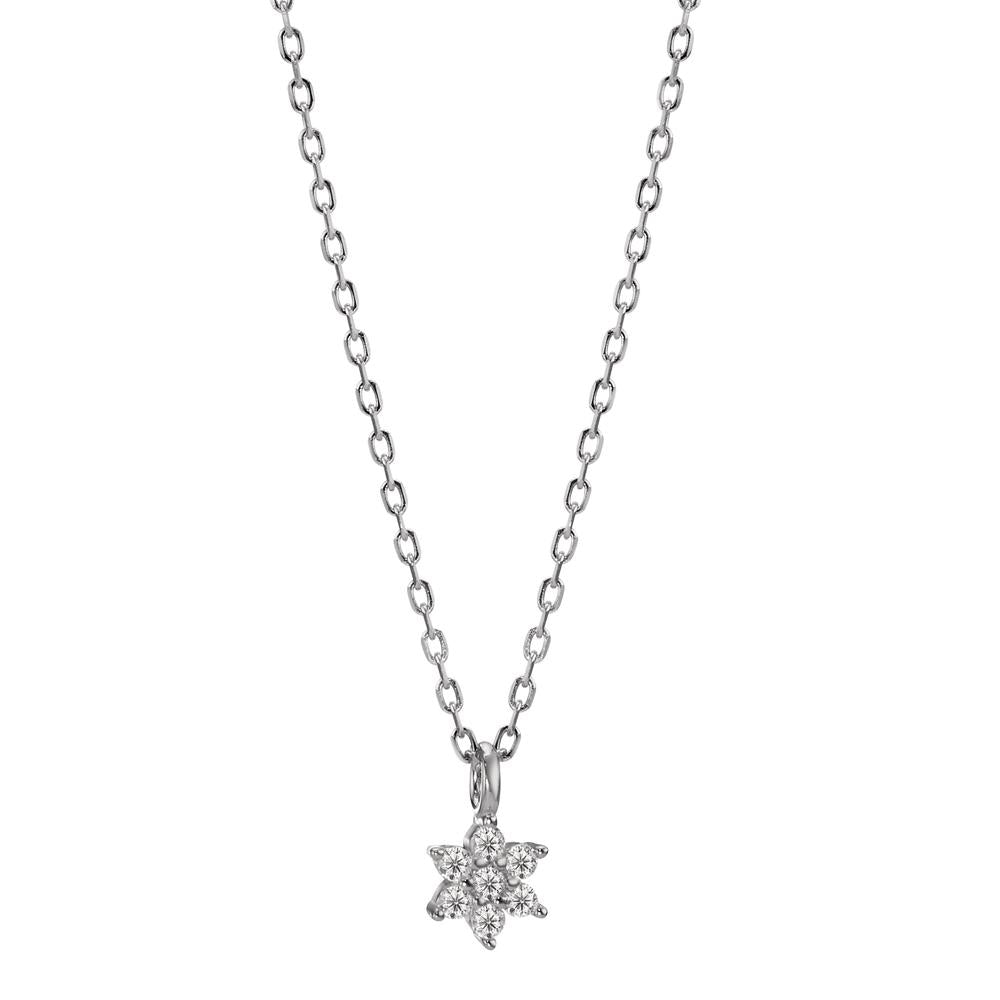 Collier Silber Zirkonia rhodiniert Blume verstellbar