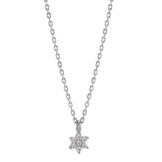 Collier Argent Zircone Rhodié Fleur 42-45 cm